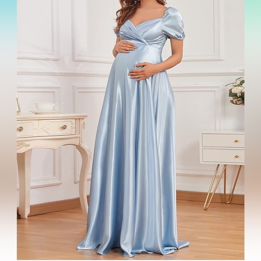 Ever Pretty Maternity Short Sleeve Deep V-Neck Long Maternity Dress